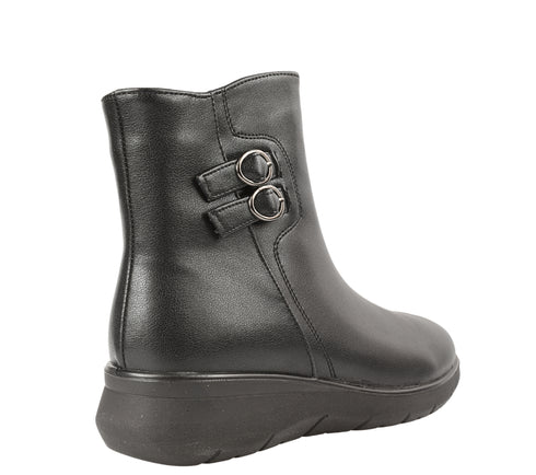 Ghete casual, dama, PASS COLLECTION, J870030A negru, piele naturala